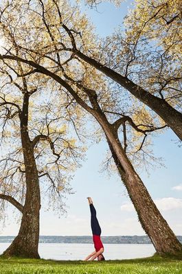 Morning practice at Lake Constance
Mukta Hasta Sirsasana